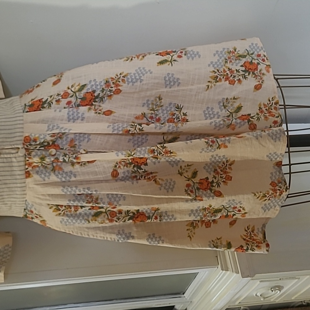Agua Bendita Menta Sunbaze by Antropologie Floral Beige Mini Dress Pleated - Picture 6 of 10